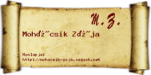 Mohácsik Zója névjegykártya